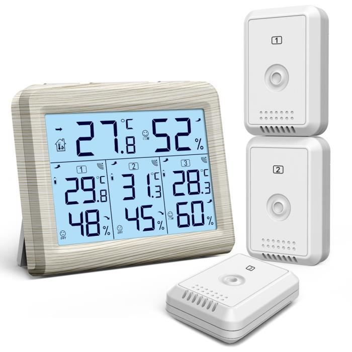 Thermomètre hygromètre numérique précis de la température intérieure,  capteur d'humidité avec alerte intelligente, écran LCD [718] - Cdiscount  Bricolage