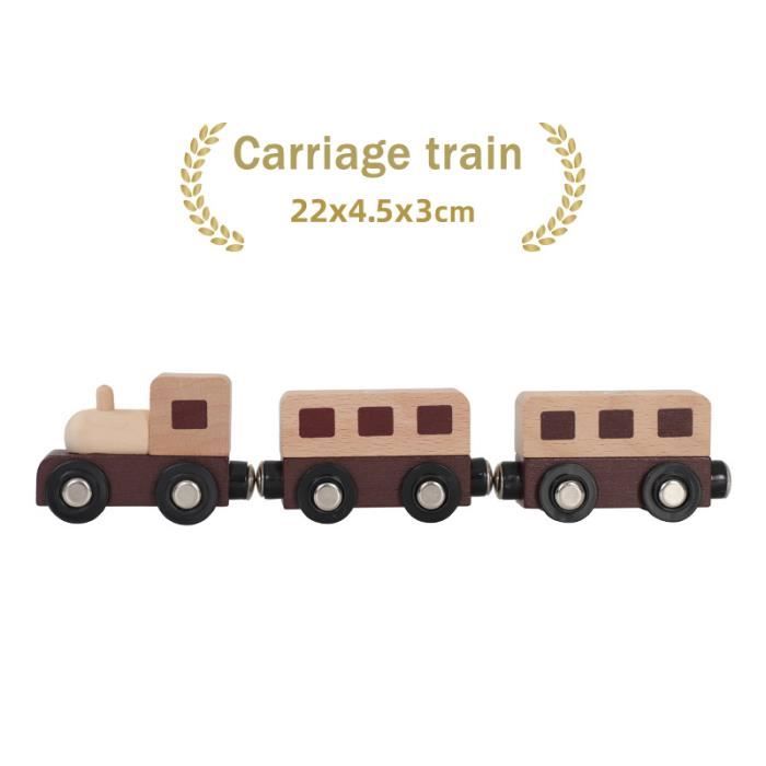 Train Magnétique 11 Pièces En Bois Naturel - Jouet Éducatif Montessori Animaux Pour Enfants