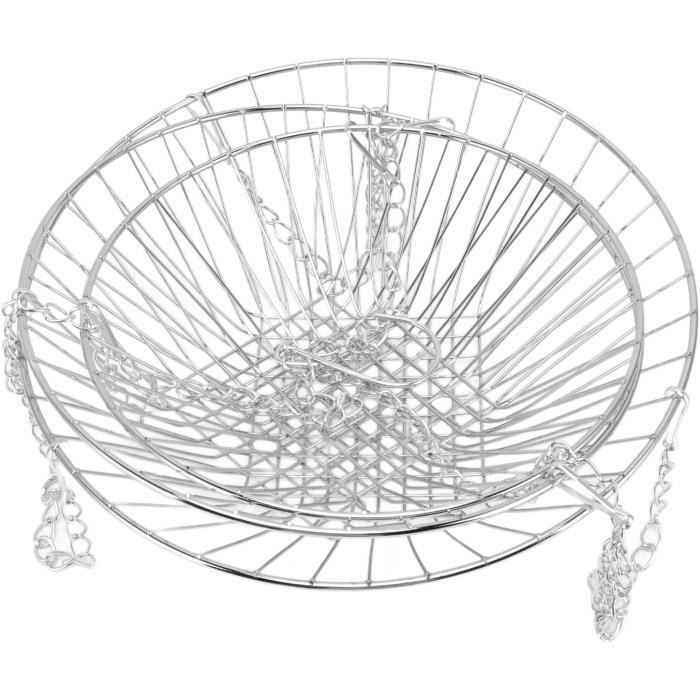 Panier De Rangement Suspendu Métal Pour Mur - 18x16,5x12cm, Blanc, Sans Perçage - Idéal Cuisine, Salle De Bain