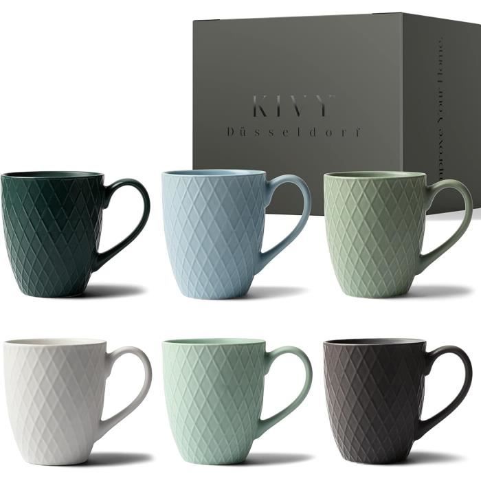 Lot De 6 Tasses À Café [400 Ml] Tasse Café De Haute Qualité Avec Grande Anse Tasse Thé