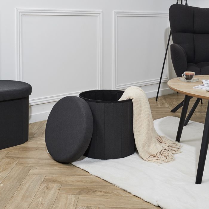 Décoration enfant The Home Deco Factory Coffre pouf pliable gris Décoration enfant The Home Deco Factory Coffre pouf pliable gris