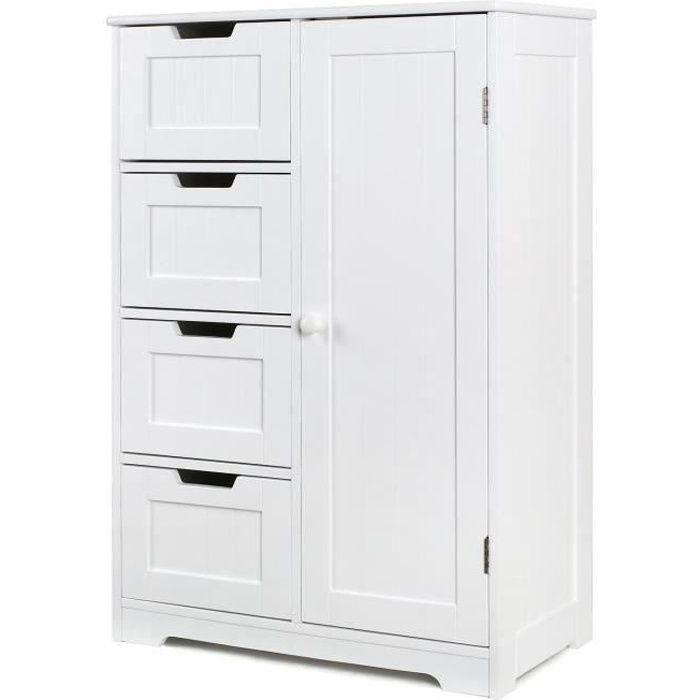 homfa campagne meubles de rangement avec 4 tiroirs commode armoire blanche pour chambre salle de bain