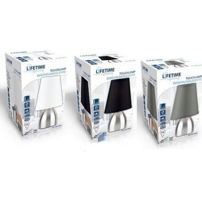 ABAT JOUR BLANC : LAMPE DE CHEVET ALLUMAGE TACTILE DECO CHAMBRE OU SALON
