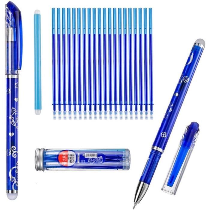 Stylo à bille effaçable bleu stylo à encre gel effaçable, 2 stylos