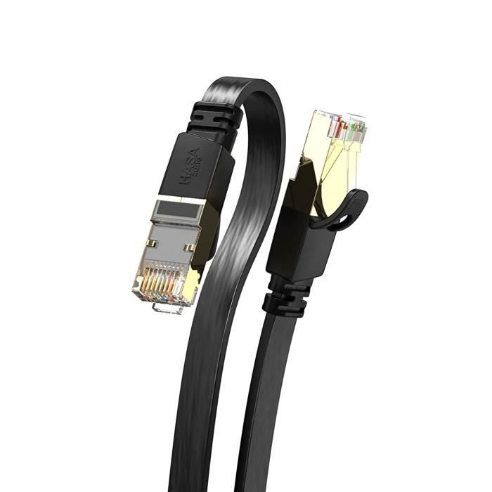 Cable RJ45 Cat 8 50CM, Cable Plat Cat 8 Haut Debit 40Gbps