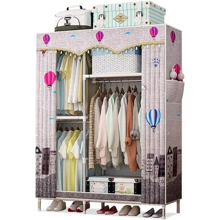 WARDROBE Armoire en Toile Armoire Tissu éPais Simple avec Cadre en
