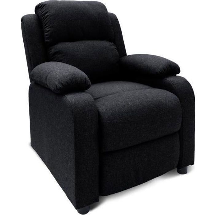 Fauteuil relax Riga tissu Noir Fauteuil relax Riga tissu Noir