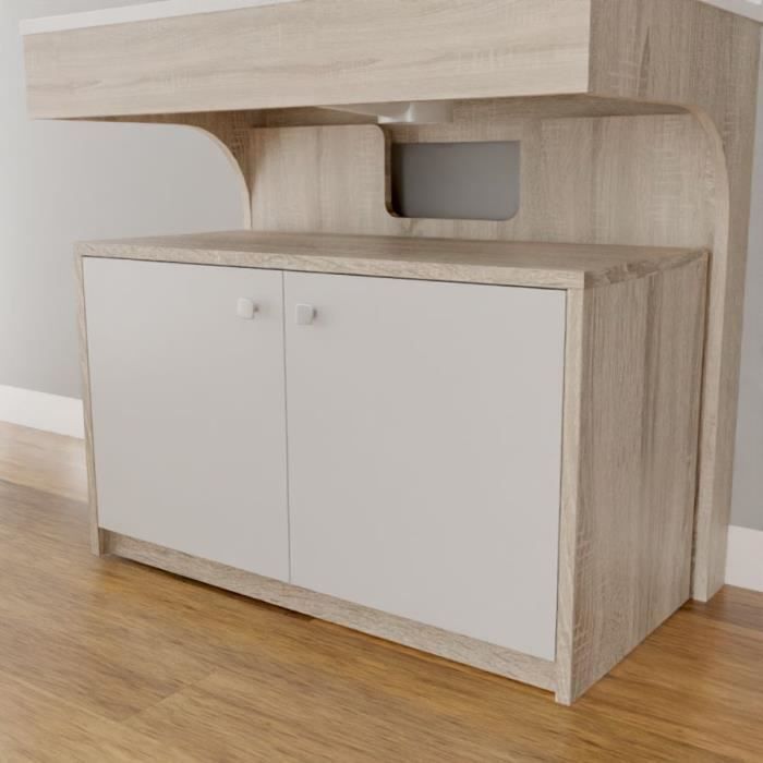 Caisson roulant ALTEA - 80 cm - Cambrian oak et portes blanches