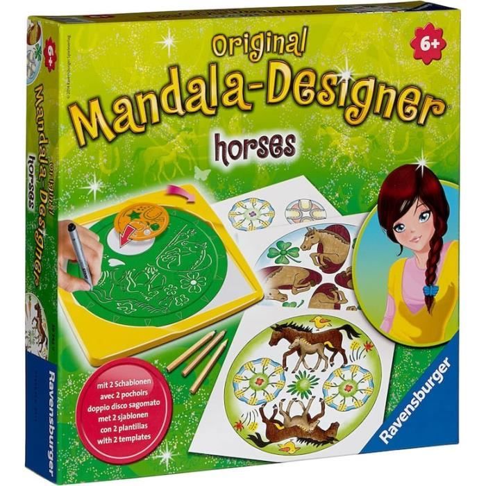 Ravensburger – Mandala Designer Mini – Kit Voyage – Pochoir, Feutre, Crayons – Dès 6 Ans – Thème Fleurs Et Papillons