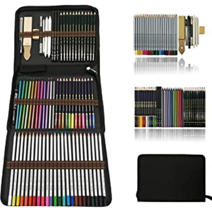 Professionnel Colore Crayons De Dessin Art Set Malette Dessin Inclus