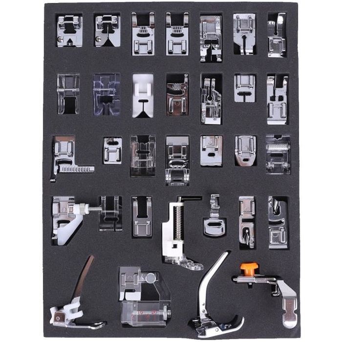 Machine /à coudre domestique en t/éflon Snap Multifonction Anti-adh/ésif Pied presseur en cuir zigzag Pied presseur pour tige basse Pour Brother Singer Janome Toyota