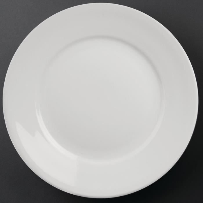Assiettes à bord large en porcelaine blanche 280 mm Athena Hotelware - Lot de 6