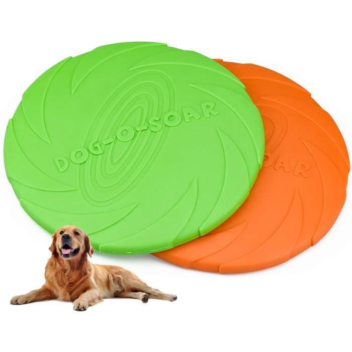 2 Pcs Frisbee Jouet pour Chiens, 18 cm / 7 inch Disque à Lancer en Caoutchouc Résistant, Dressage de Chiens pour Extérieur (Vert,