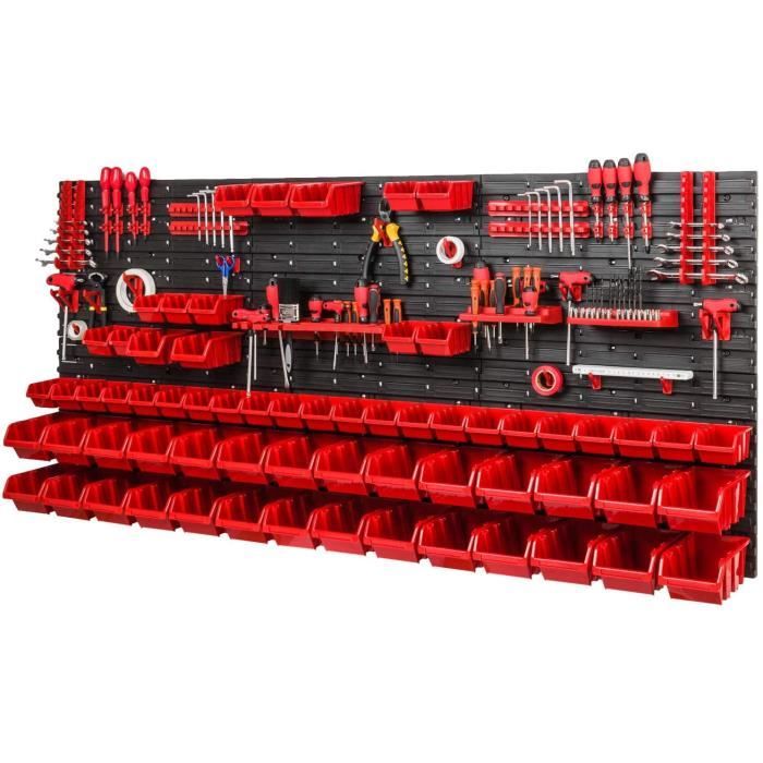 Système De Stockage Mural PAFEN - 36 Boîtes Rouges Empilables - 772 X 780 Mm - Plastique Résistant