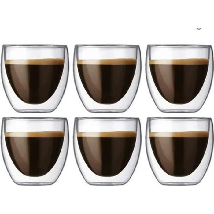 Creano Verre à double paroi pour espresso (set : 2 pièces, 4 pièces, 6  pièces) ventru | 100ml