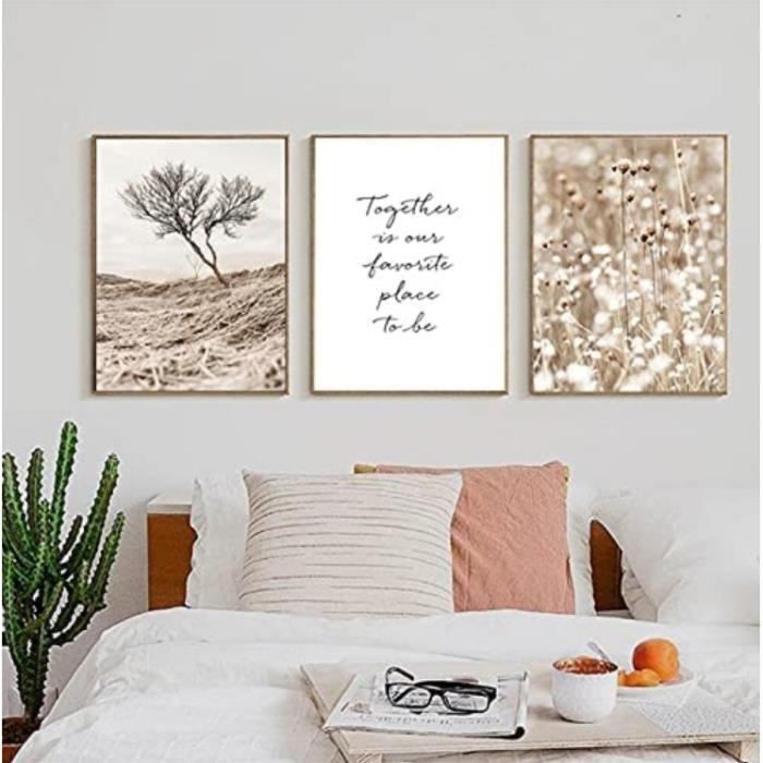 Lot De 3 Posters Muraux Bohème Abstrait Femme & Feuilles - Décoration 50x70cm Sans Cadre