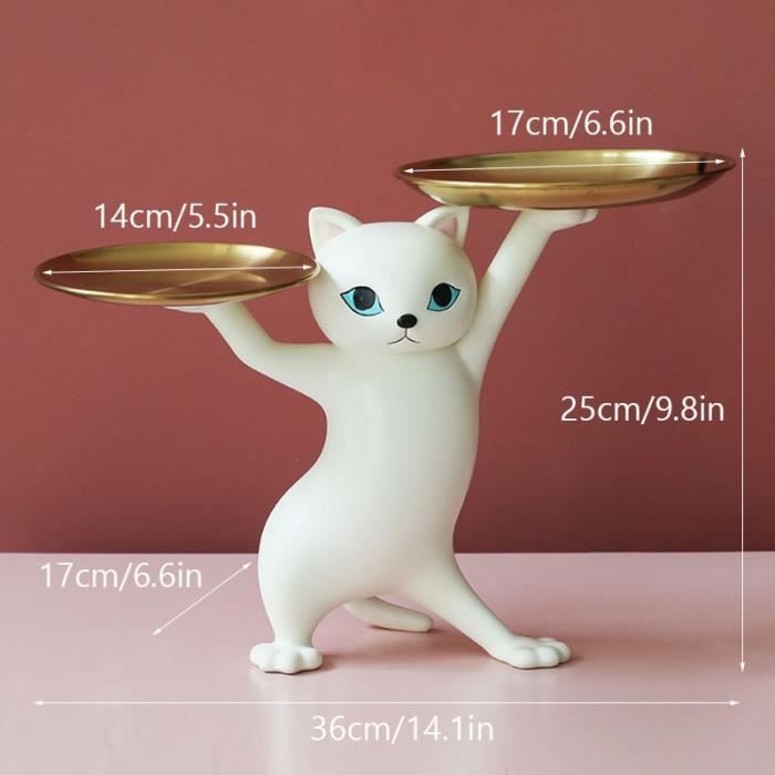 Statues Chat Serre-Livres Résine - Lot De 2 - Blanc - Décoration Bureau, Chambre - Cadeau Mignon