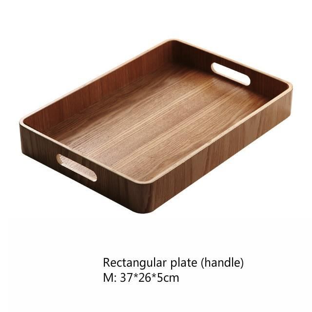 Plateau De Service Rectangulaire Style Japonais Épaissi - 39x28 Cm, Plastique Durable, Noir - Pour Restaurant, Hôtel, Maison