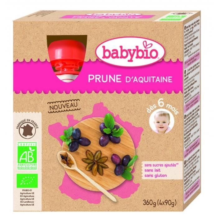 Babybio Gourde Prune Bio 4x90g Dès 6 mois Achat / Vente