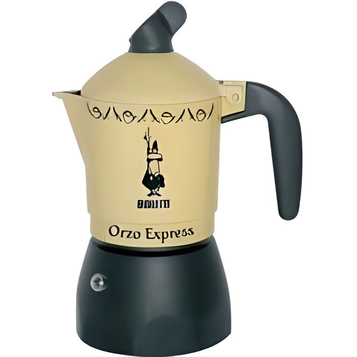 Cafetière Bialetti 4 tasses Orzo Express - Jaune - Compatible Café moulu - Méthode d'infusion Expresso