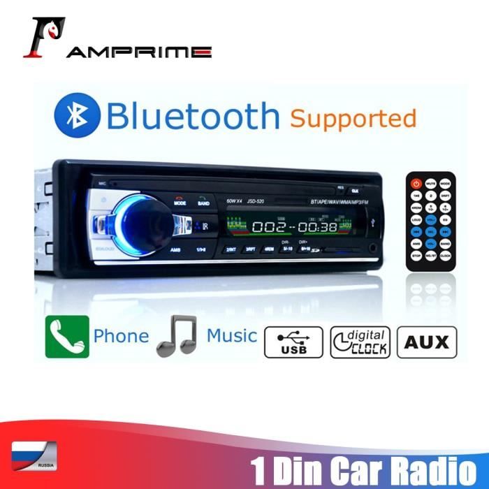 MP Autoradio Lecteur Stéréo Bluetooth USB FM Lecteur MP3 Radio Aux Récepteur TF 