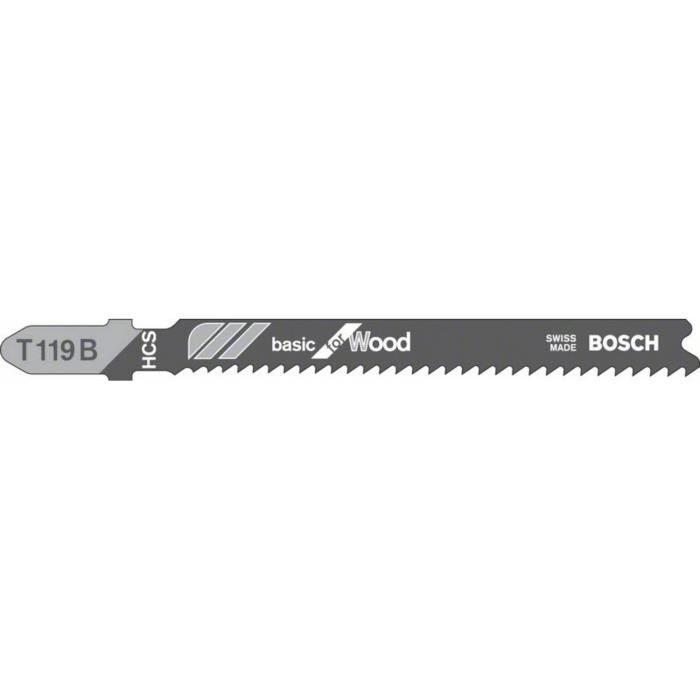 Bosch Lot de 3 Lames de scie sauteuse Basic For Wood T119B L 92 mm 2608630878