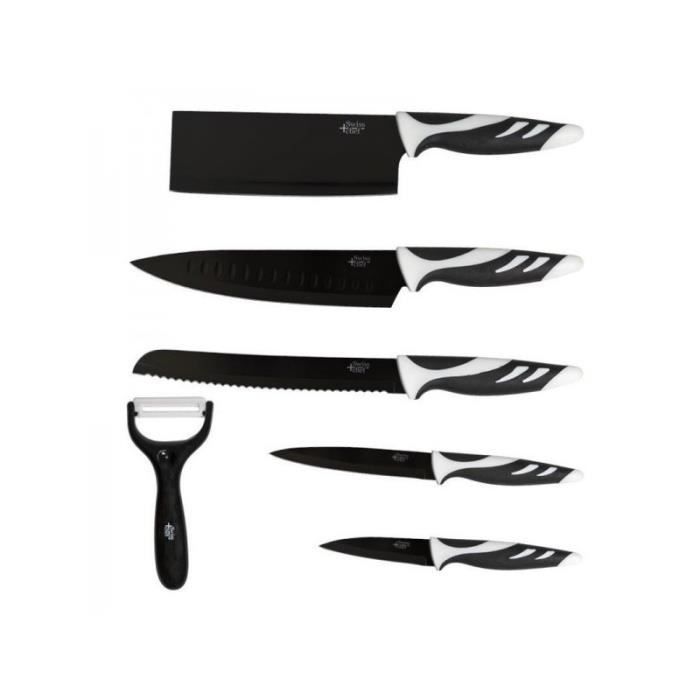 Cecotec - Couteaux de chef suisse 6 pièces noir