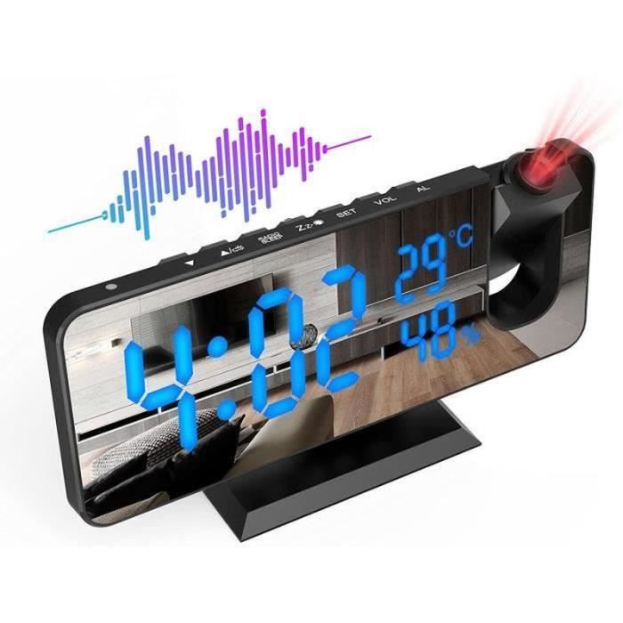 Réveil Projecteur LED Vesaneae - Horloge Numérique Avec Projection Plafond, Écran Miroir, Température