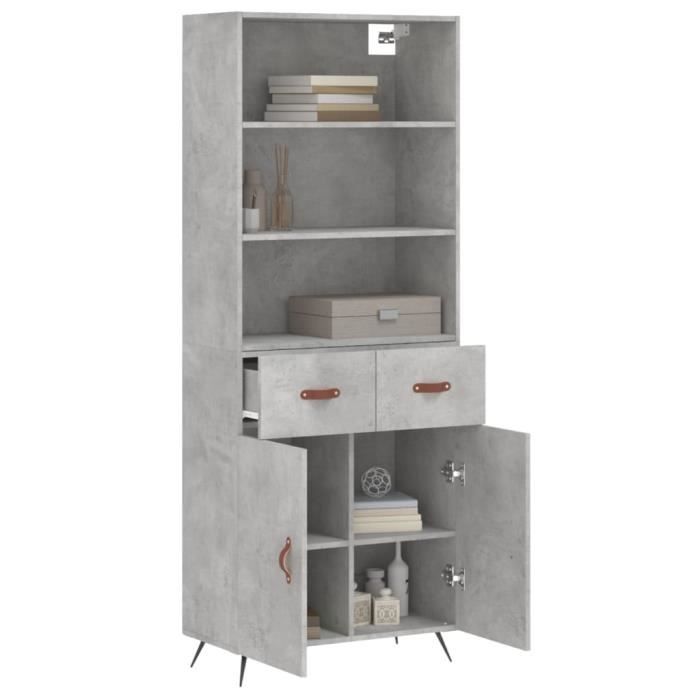Buffet haut - CUQUE - Modèle A3200493 - Gris béton - Bois dingénierie - 180 cm