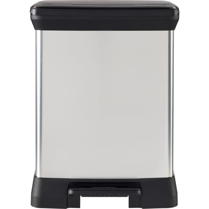 Poubelle à Pédale Rectangulaire - DECO BIN - 30 L - Gris Métallisé - Curver