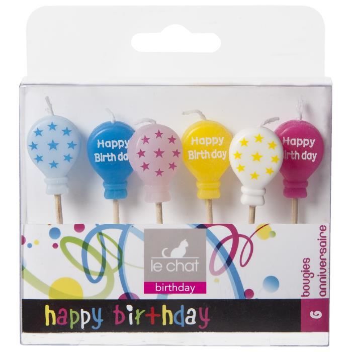 Le Chat Lot De 6 Bougies D Anniversaire Ballons Collection Happy Birthday 2 2x10x11 Cm Sur Pic Cdiscount Maison