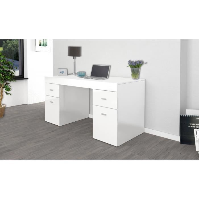 Dmora Bureau avec tiroirs et plateau de rangement, Made in Italy, Table  Minimal, bureau PC, cm 130x60h75, couleur blanc brillant - Cdiscount Maison