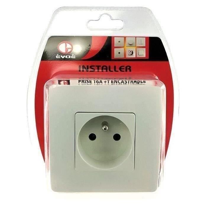 EVOE Prise 10/16A + T - Encastrable - Blanc