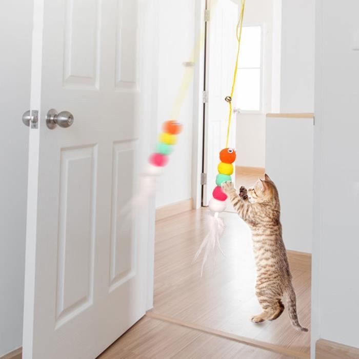 Comparer les prix de Fafeicy Jouet de plume de chat suspendu Jouet pour Chat à Porte Suspendue, Jouet à Plumes pour Chat à Suspendre Réglable avec Cloche