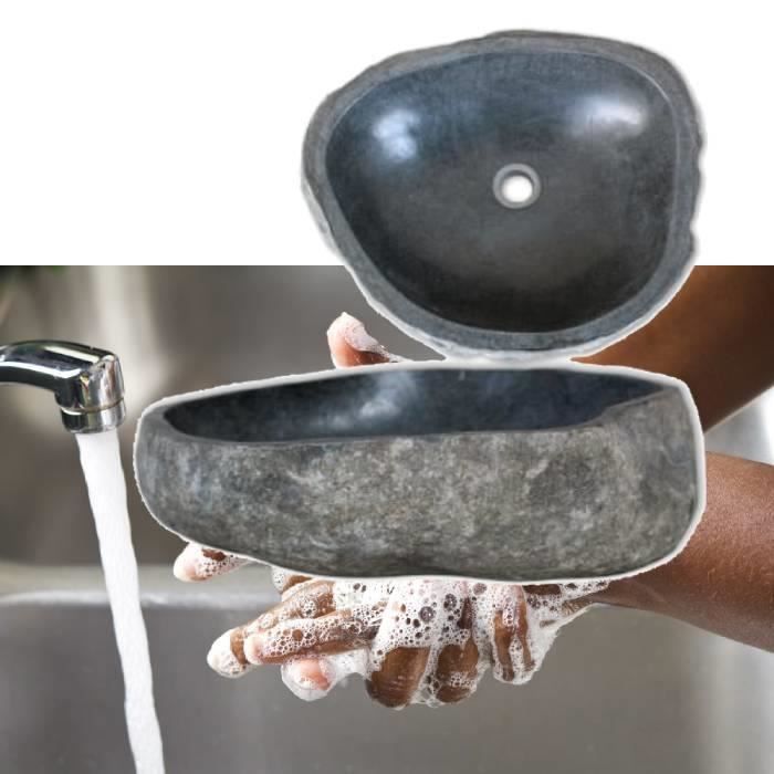 Lavabo en pierre de rivière Ovale 38-45 cm - FAFEICY - Qualité Supérieure