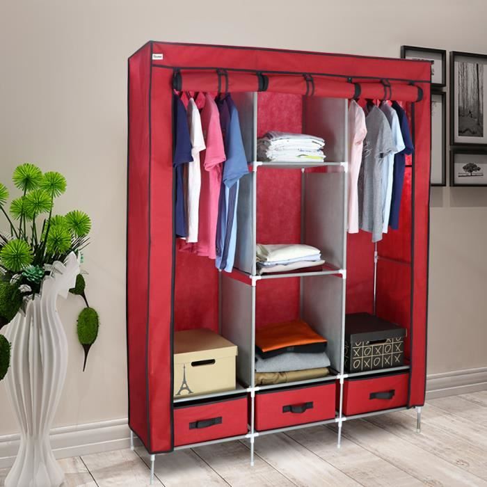 Finether Armoire de Rangement Finether Penderie Souple en Tissu Intissé 40kg 180 ...