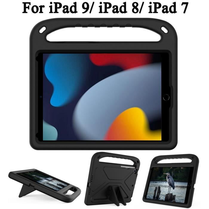 Coque Apple iPad 10.2 (2021)/ iPad 9e Génération Housse Enfants, Léger EVA Poignée Support Etui iPad 10.2 pouece -Noir