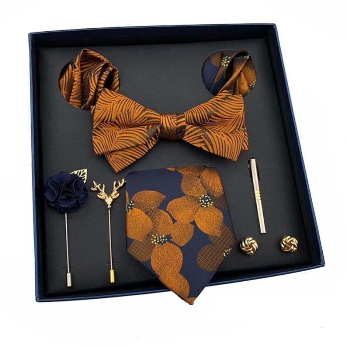 JEMYGINS Ensemble Noeud Papillon Homme En Laine Avec Boutons De Manchette Et Carré De Poche - Coffret Cadeau Élégant
