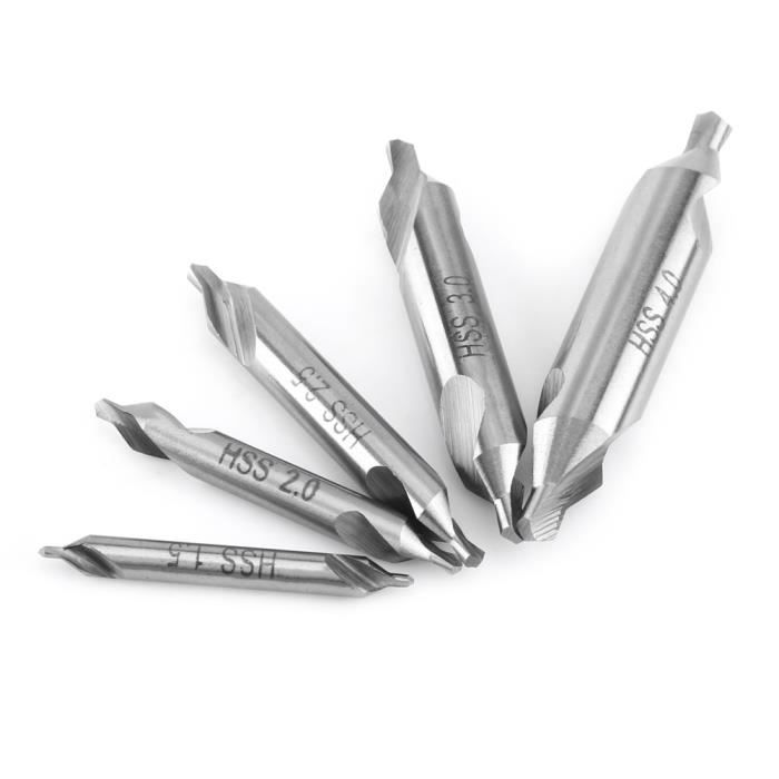 Kit De 5 Forets Centraux En Acier Rapide 60° - Tailles 1.5 à 4 Mm, Pour Tours Et Perçage Précis Du Métal