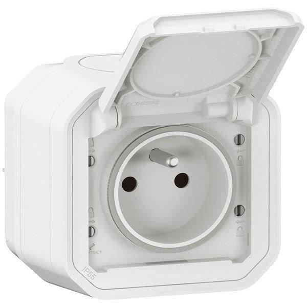 LEGRAND Prise de courant avec terre étanche avec volet Plexo - 16A 250V - Blanc