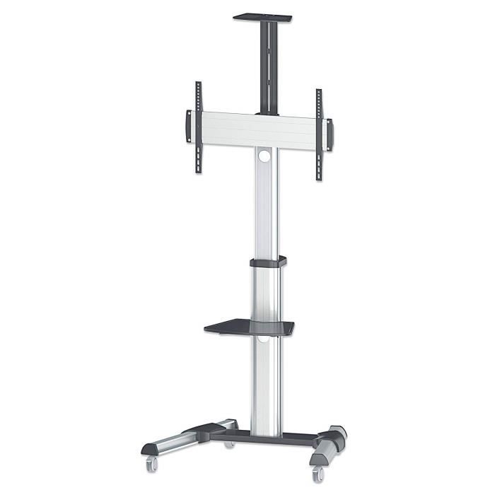 Manhattan Support Mural Support TV multimédia avec Roues 50 kg 37 BIS 70 Noir-Argent 1661