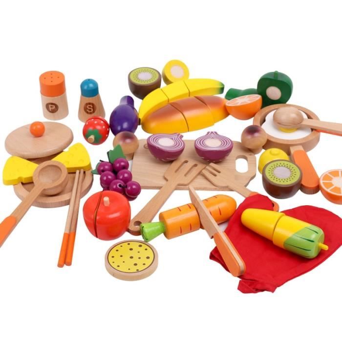 Jouets De Cuisine Pour Enfants Semblant Jouer Simulation Fruitscoupe Legumes Ustensiles De Cuisine Ensemble De Jouets En Bois Jouet