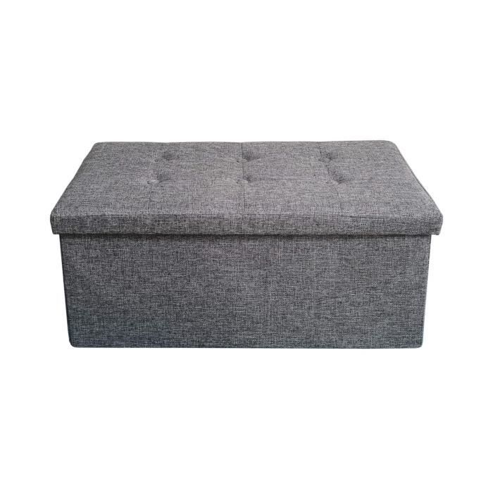pouf rectangulaire gris pliant - mobili rebecca - 1 personne - 76x38cm - intérieur