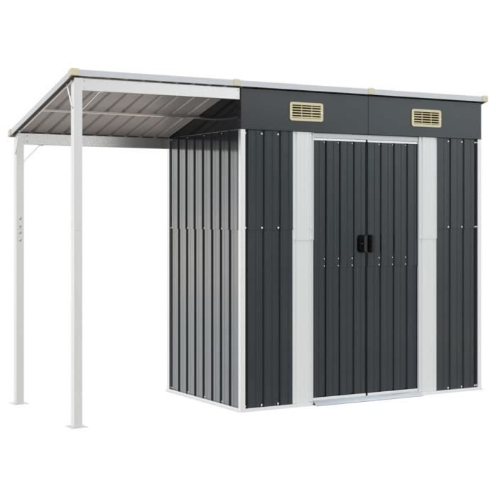 Abri de jardin - MOTHINESSTO - YY12425 - Acier galvanisé - Toit prolongé - Anthracite