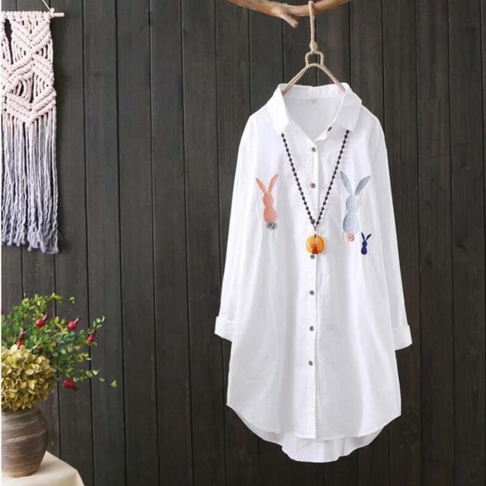 Chemise Jean Femme Manches Longues - 95% Coton - Coupe Droite Poches Poitrine