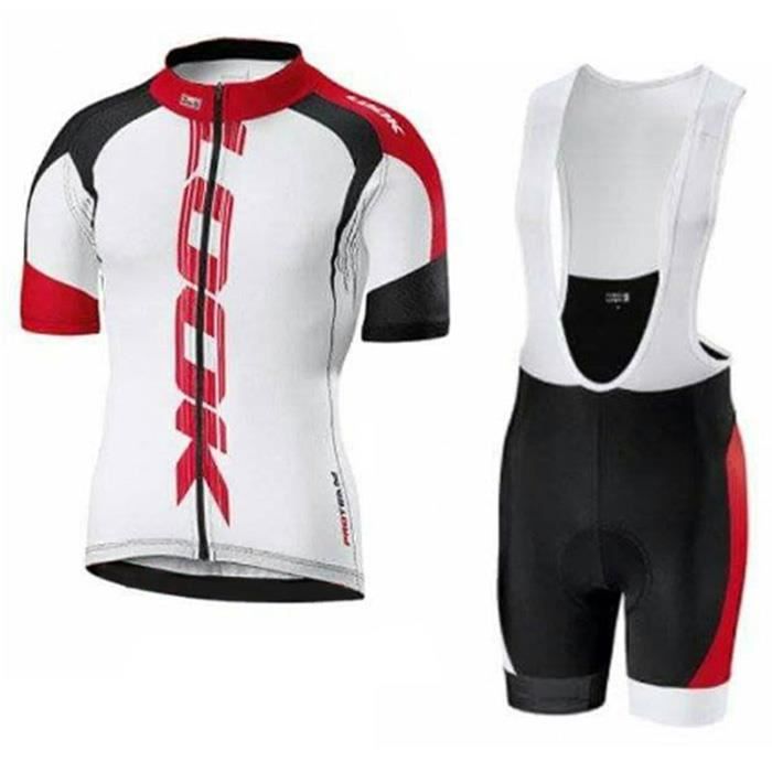 Look Rouge Maillot De Cyclisme Manches Courtes Cuissard Velo A Bretelles Homme Cdiscount Sport