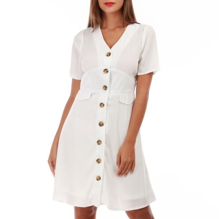 robe blanche bouton