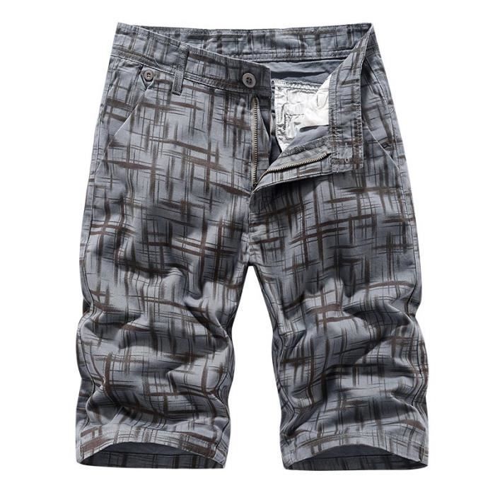 Short Homme Velours Côtelé Cargo été - Bermuda Ample, Taille élastique, Poches, Décontracté, Plusieurs Coloris