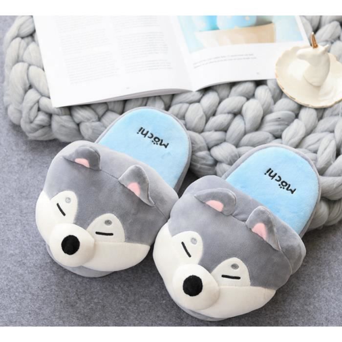 Chaussons Femme Hiver Peluche Fourrure Chauds Bout Ouvert - Pantoufles Confortables Maison