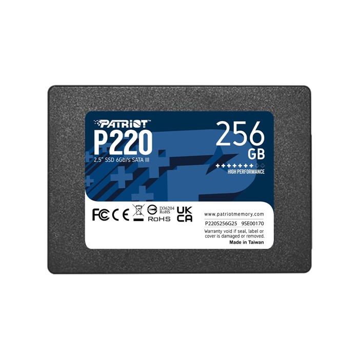 SSD - PATRIOT - P220 - 256 Go - SATA III - 25 pouces - Protection intégrée des données